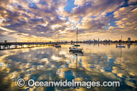 Sunset over St Kilda Harbour, near Melbourne. Port Phillip Bay, Victoria, Australia.