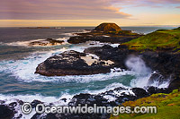 Sunrise at the Nobbies, showing The Blow Hole in the foreground. Phillip Island, Victoria, Australia.