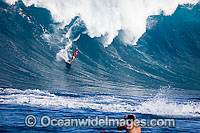 Helicopter filiming surfer Hawaii Photo - David Fleetham