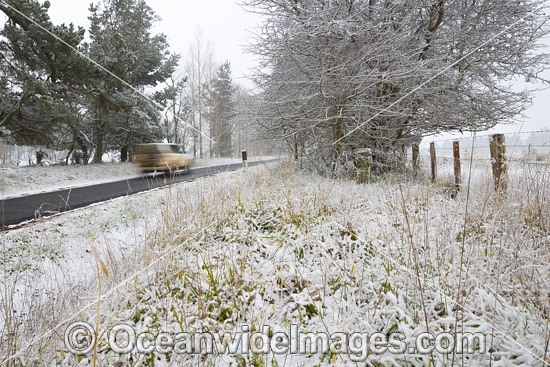 Country road in snow photo