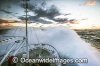 Wave breaking over ship Antarctica Photo - Chris and Monique Fallows