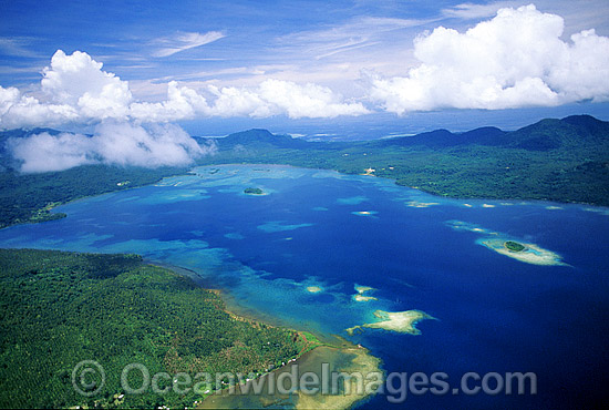 Aerial fringing coastal reefs photo