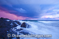 Coastal Seascape, showing a storm at sea approaching the coast at Dusk. Sawtell, New South Wales, Australia.