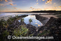 Sawtell Rock Pool at sunset. A tidal rock swimming pool at Sawtell Headland that is open to the public. Sawtell, New South Wales, Australia.