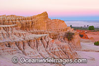 Eroded sand dunes, known as 'Walls of China', during dawn. Mungo World Heritage National Park, New South Wales, Australia