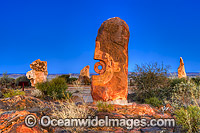 Broken Hill Sculptures photographed during twilight hour after the sunset. Broken Hill, New South Wales, Australia.