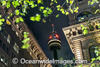 The Historic GPO Building in Martin Place and the Sydney Tower, Sydney, New South Wales, Australia.