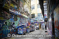 Hosier Lane, also known as Graffiti Lane. Melbourne, Victoria, Australia.