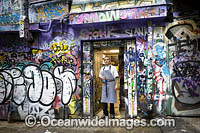 Hosier Lane, also known as Graffiti Lane. Melbourne, Victoria, Australia.