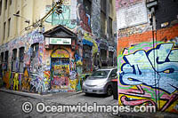 Hosier Lane, also known as Graffiti Lane. Melbourne, Victoria, Australia.