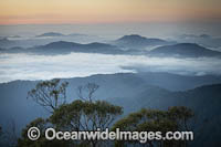 Panorama sunrise view, taken from Point Lookout situated in New England World Heritage National Park, New South Wales, Australia. This rainforest is on the World Heritage List in recognition of its outstanding universal value.
