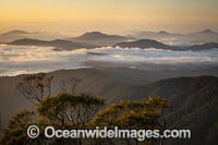 Panorama sunrise view, taken from Point Lookout situated in New England World Heritage National Park, New South Wales, Australia. This rainforest is on the World Heritage List in recognition of its outstanding universal value.